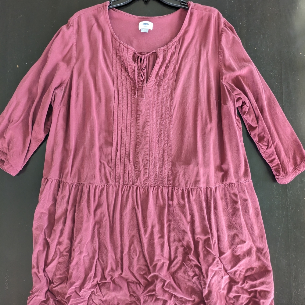 Old Navy Burgundy Pleated Tunic Top XXL